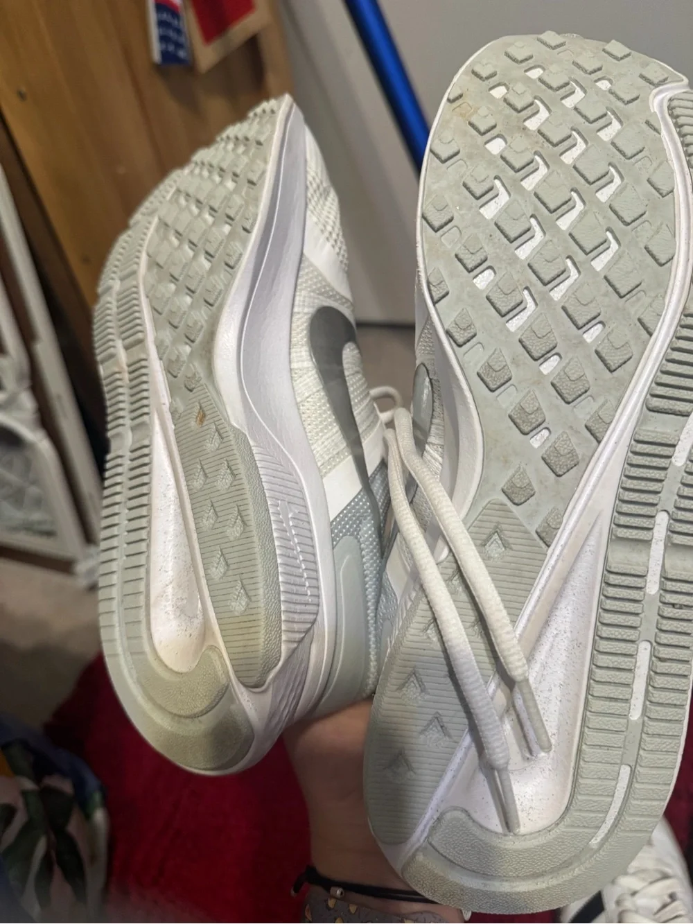 Nike Women's White Mesh Running Sneakers with Silver Swoosh